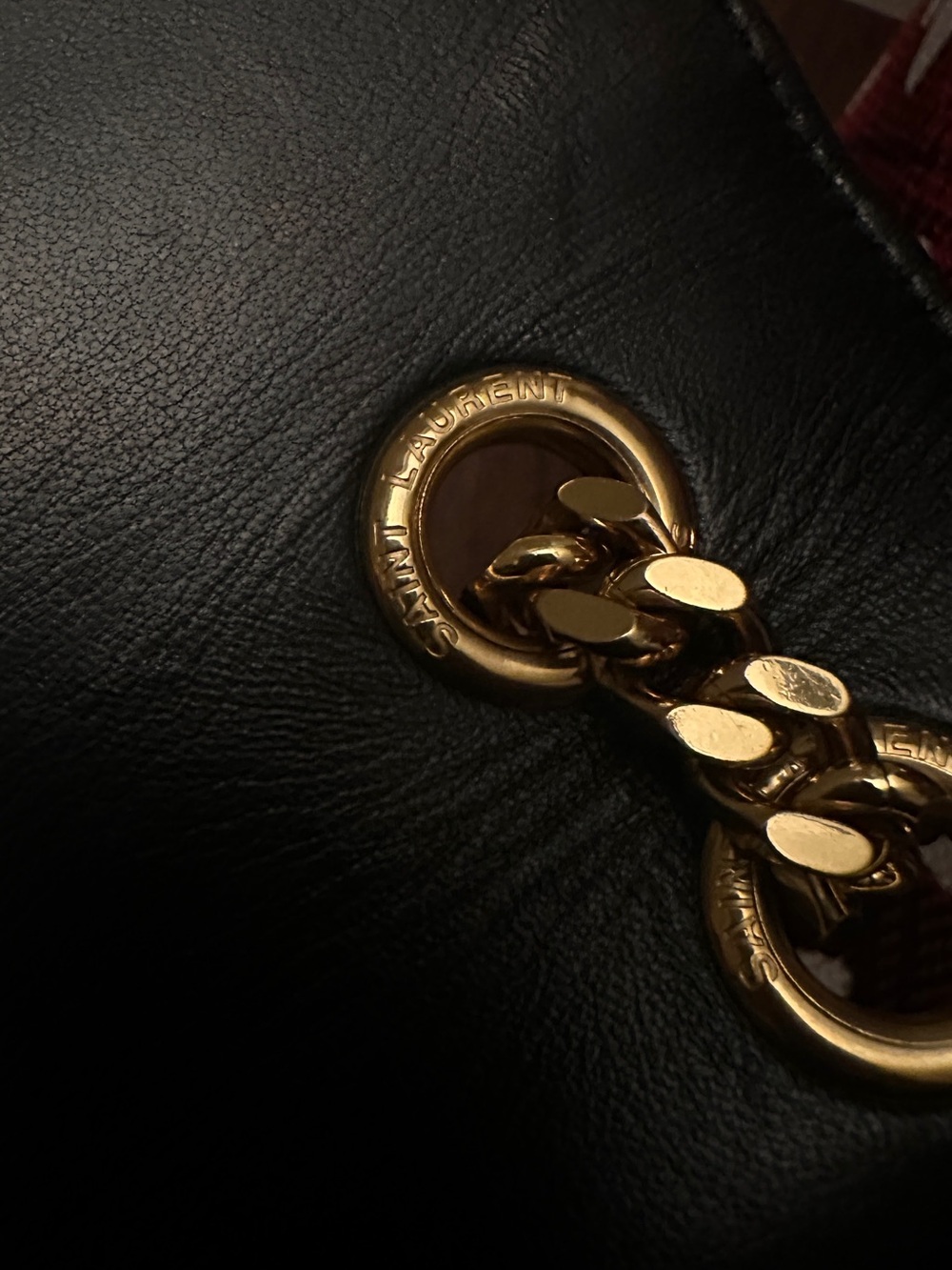 Saint Laurent Black Quilted Chevron Leather Shoulder Bag with Gold Hardware - Picture 6 of 9